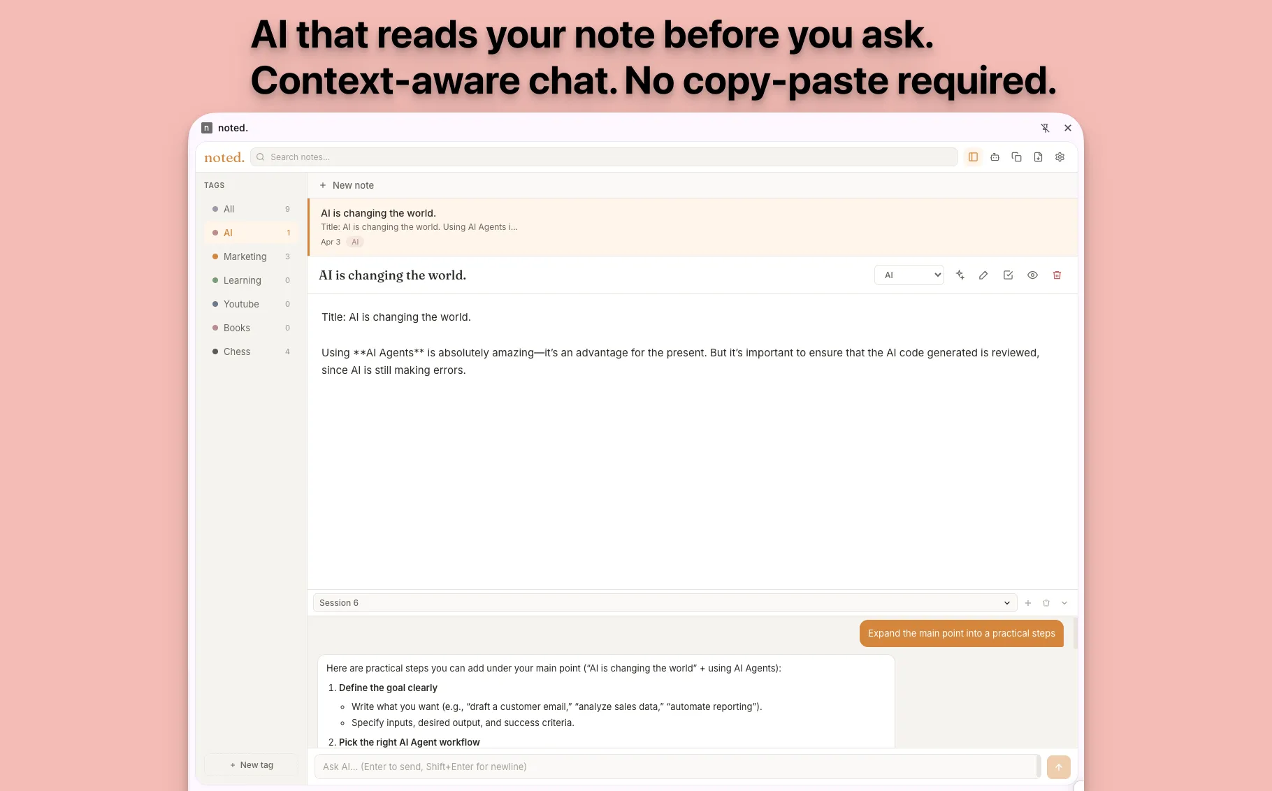 noted side panel extension with notes next to a web page